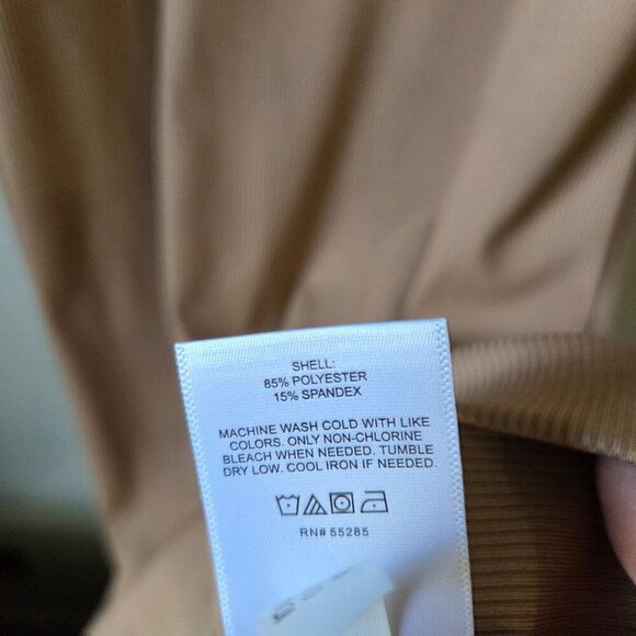 NEW WITH TAGS EXPRESS NUDE RIBBED SCCOP NECK BODYCON MIDI DRESS SZ L - Picture 10 of 14